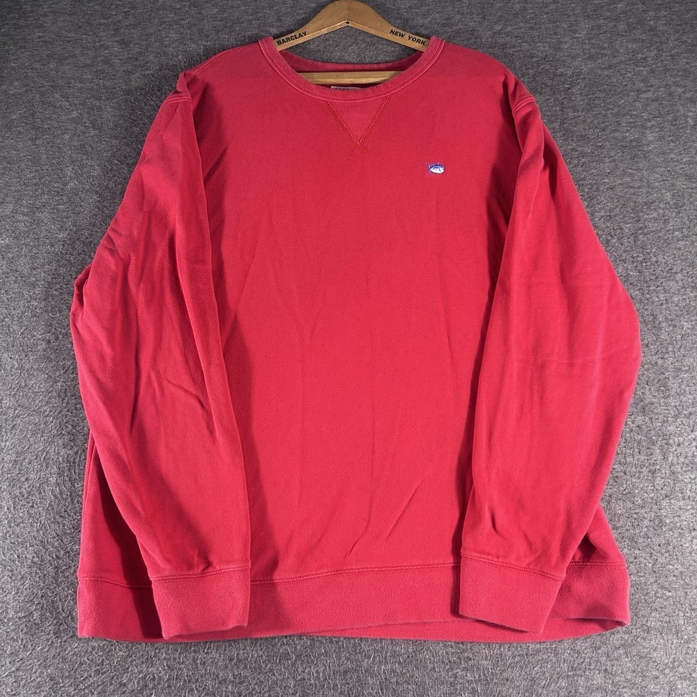 Southern Tide Men's Red Upper Deck Pullover Sweatshirt XL Preppy Sunwashed Coast